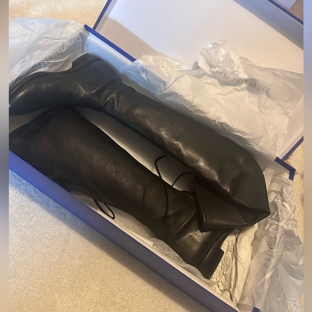 Stuart Weizmann Lowland Black Leather Knee High Boots
